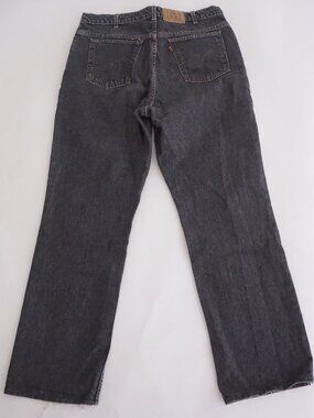 Vintage Levis Black Acid Wash Straight Leg Denim Jeans Orange Tab Cotton Size 36